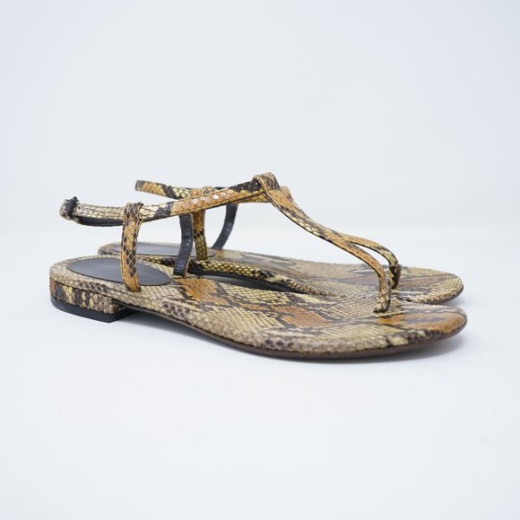 Bottega Veneta Snakeskin Animal Print Strap Sandals Size 38.5 - Picture 1 of 9
